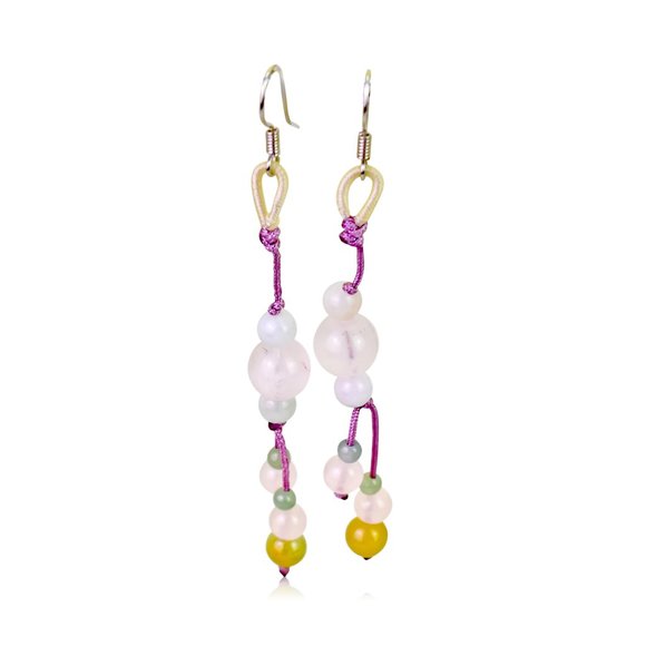 Irresistible Beads Rose Quartz Gemstone Earrings - Picture 1 of 4